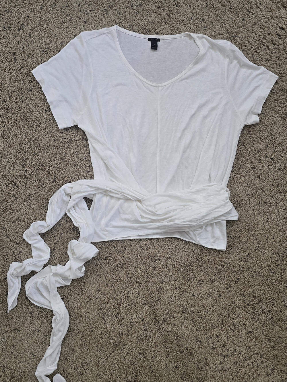 J. Crew White Tie-Waist V-Neck Top